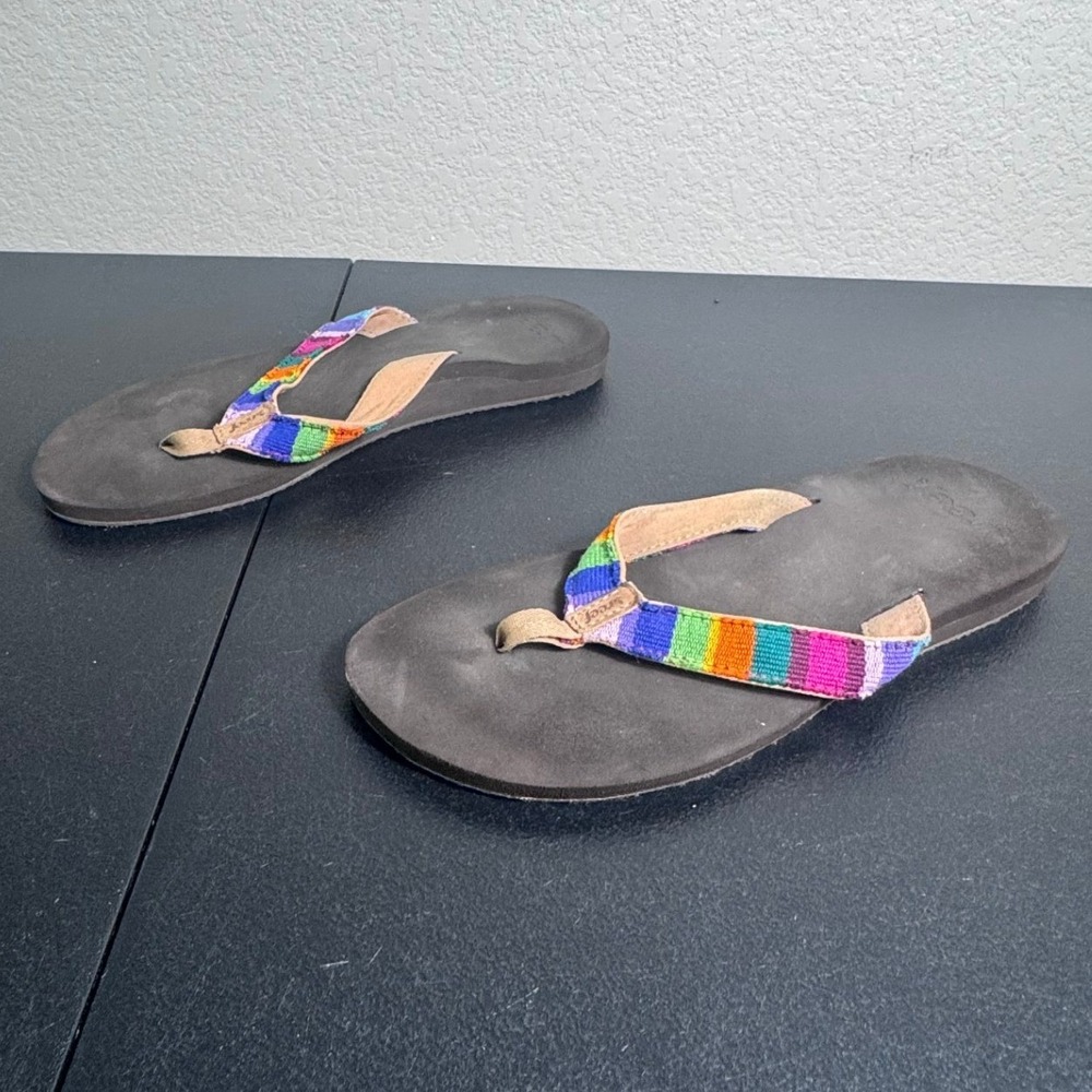 Reef Womens Brown Multi Color Woven Strap Cushioned Flip Flop Sandals Size 8 - Picture 4 of 8